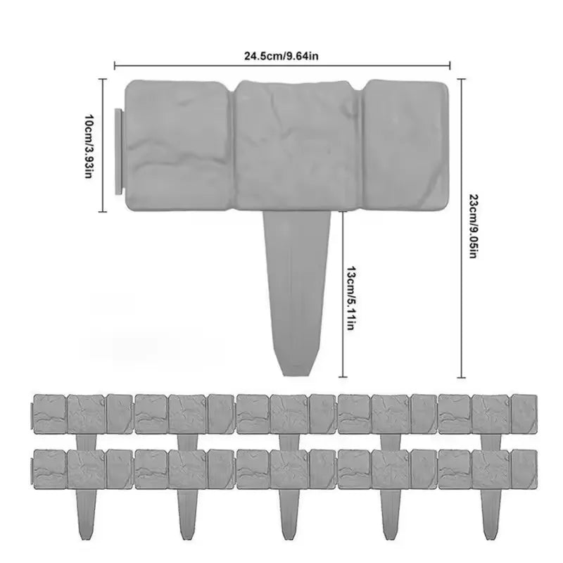 20pcs Plastic Garden Edging Border, Imitation Stone Fence Panels, Patio Outdoor Barrier