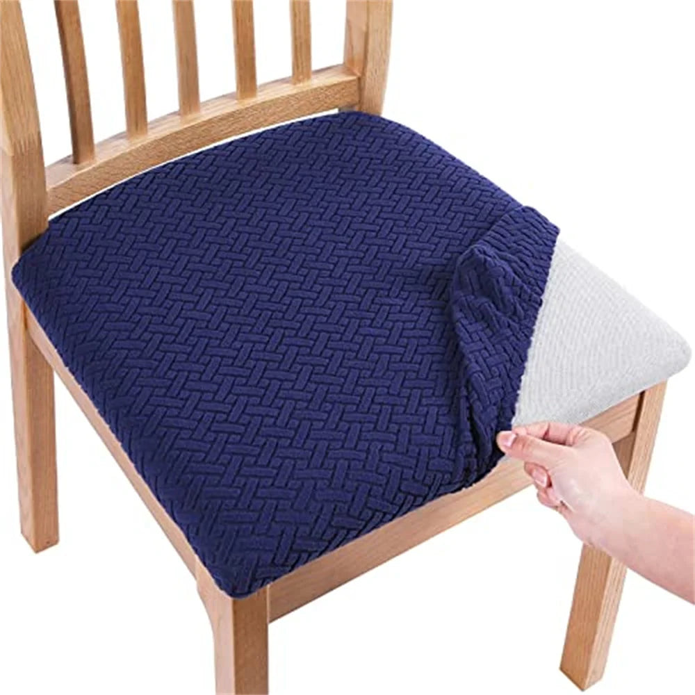 Olanly Dining Chair Covers Seat Durable Stretch Jacquard Dining Chair Slipcovers Seat Protector Buckle For Dining Chair Cushion