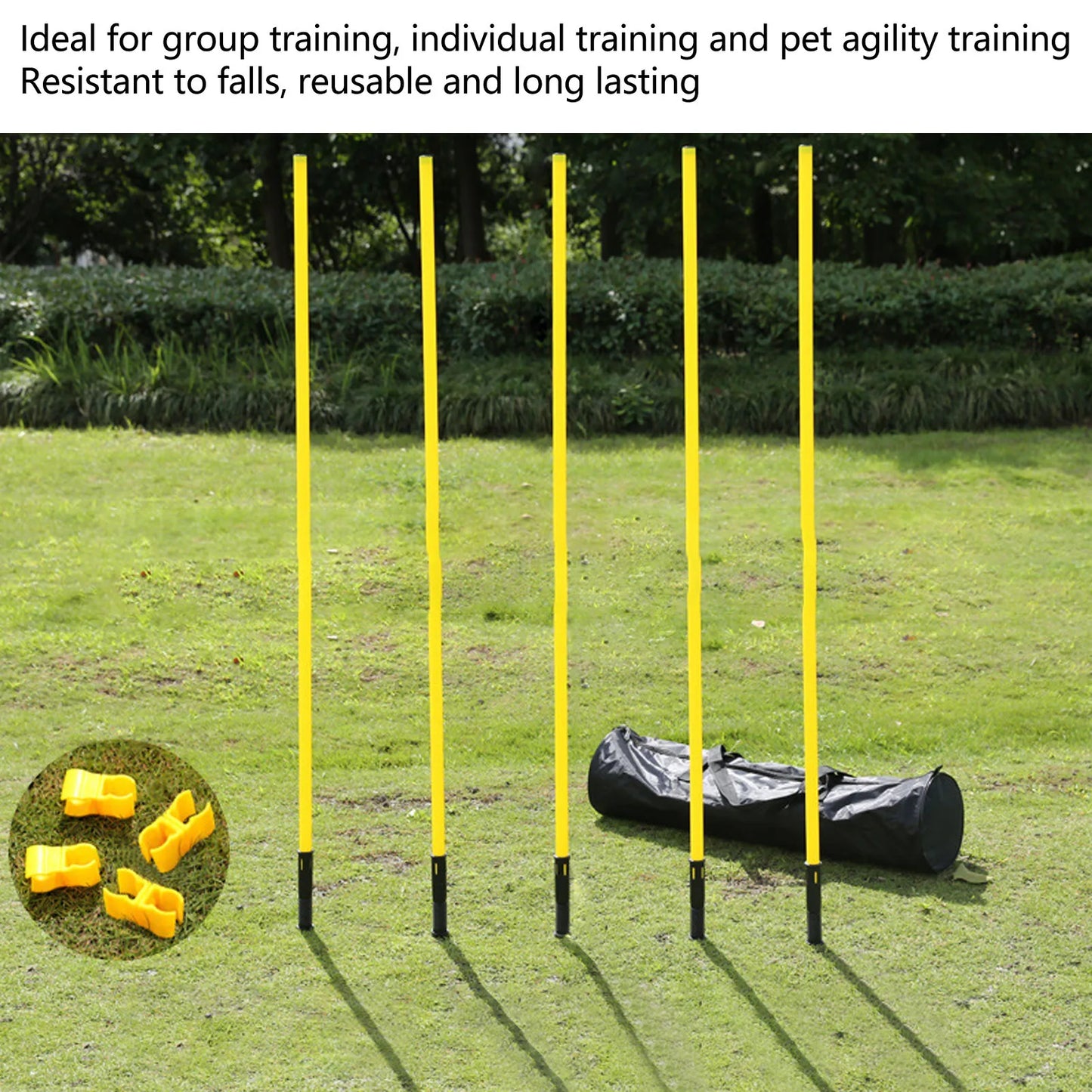 Soccer Poles Set Yellow Poles 1.5m Training Poles Soccer Training Sports Poles with Base Buckles