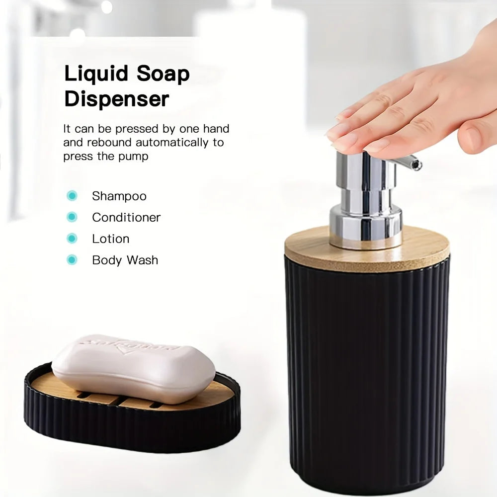 Bathroom Accessories Set 6 Piece Bath Ensemble Includes Toothbrush Holder for Decorative Countertop and Housewarming Gift