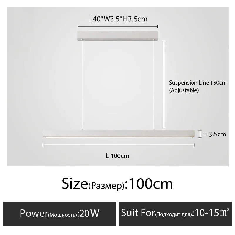 One word minimalist dining room chandelier modern long strip dining table lamp luxury dining room bar table lamp office light