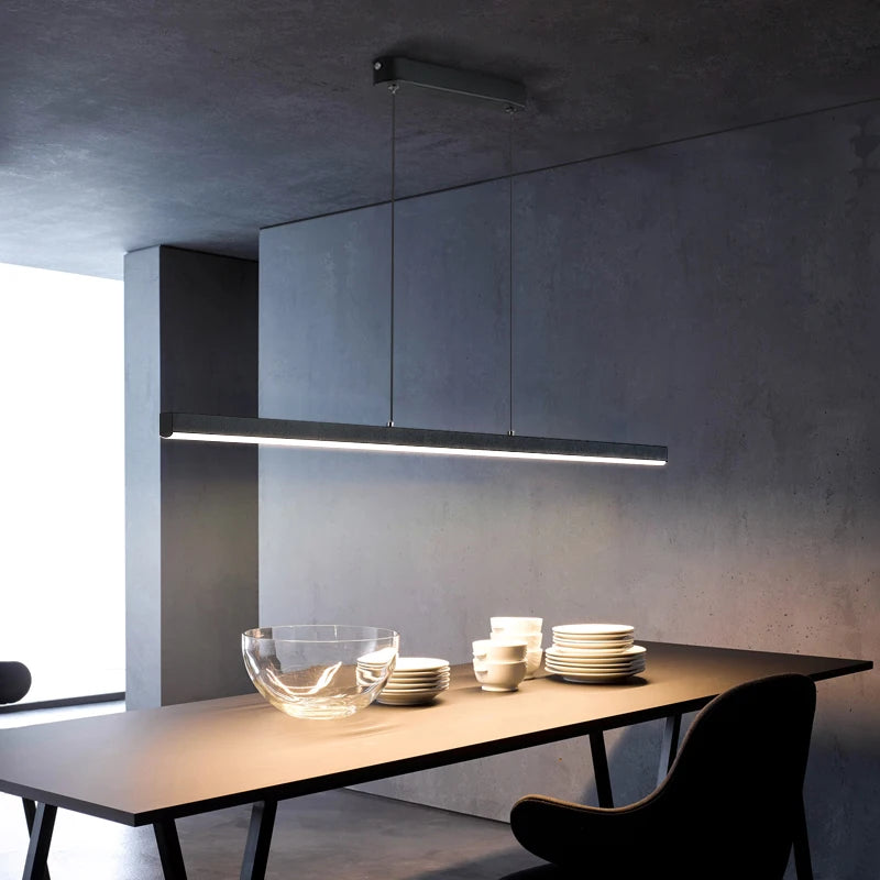One word minimalist dining room chandelier modern long strip dining table lamp luxury dining room bar table lamp office light