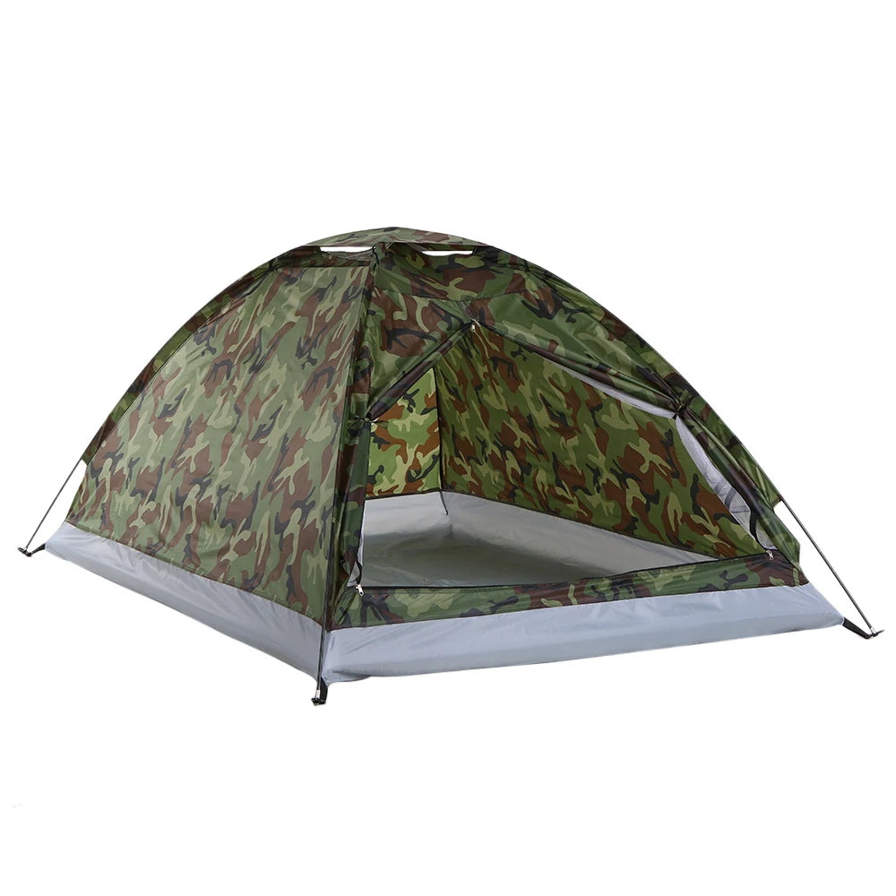 Fishing Hiking Camping Tent Single Layer Portable 1/2 Person Outdoor Camping Tents Summer Beach Tent Camouflage