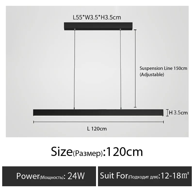 One word minimalist dining room chandelier modern long strip dining table lamp luxury dining room bar table lamp office light