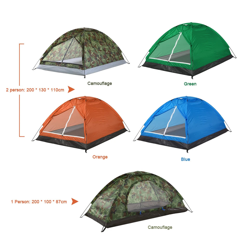 Fishing Hiking Camping Tent Single Layer Portable 1/2 Person Outdoor Camping Tents Summer Beach Tent Camouflage