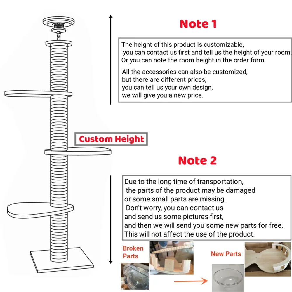 Adjustable Cat Climbing Frame from Floor to Ceiling Height For Multi-Level Cat Tree House Springboard Rest Activity Pet Supplies