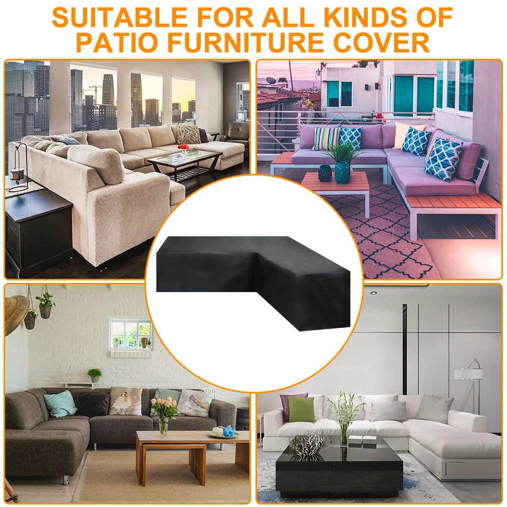15 Size L Shape All-Purpose Covers Waterproof Rattan Corner Furniture Cover Garden Patio Outdoor Sofa Protector Anti-Dust