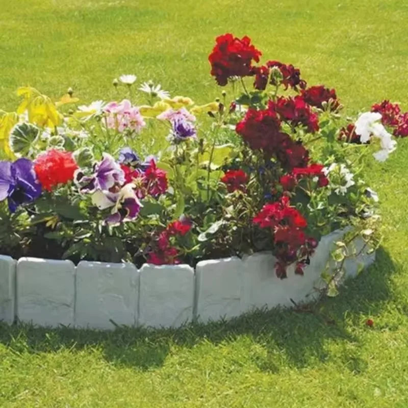 20pcs Plastic Garden Edging Border, Imitation Stone Fence Panels, Patio Outdoor Barrier