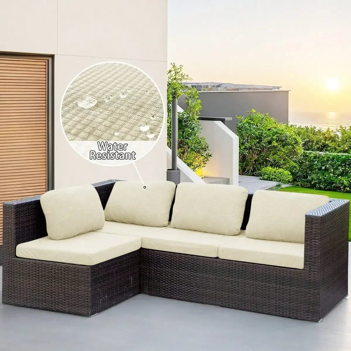 1pc Water-Reststant Polar Fleece Outdoor Sofa Covers, 230gsm Sofa Cushion Cover, Multiple Colors Available