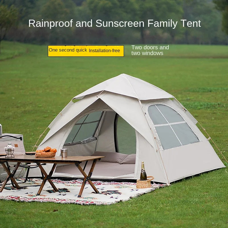 Outdoor Two-Door Folding Portable Automatic Tent, Rainproof Field Camping Equipment, Quick Opening Camping Tents