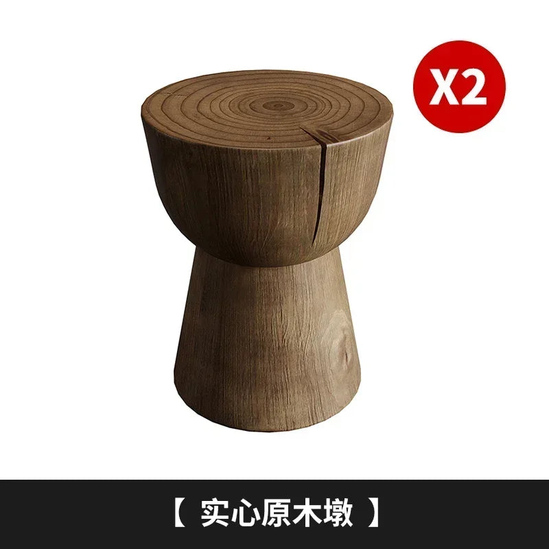 Creative Home Furniture - Large Board Solid Wood Tea Table or Dining Table in Living Room, Balcony with Log Wabi-Sabi Style