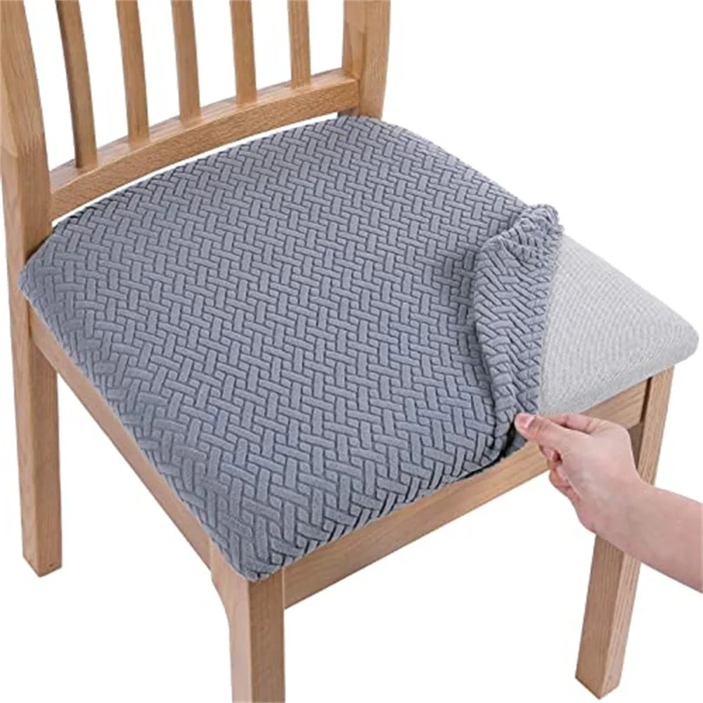 Olanly Dining Chair Covers Seat Durable Stretch Jacquard Dining Chair Slipcovers Seat Protector Buckle For Dining Chair Cushion