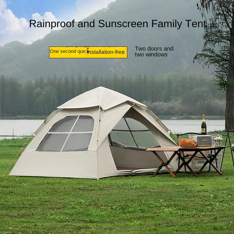 Outdoor Two-Door Folding Portable Automatic Tent, Rainproof Field Camping Equipment, Quick Opening Camping Tents