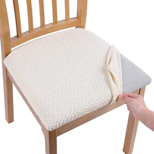 Olanly Dining Chair Covers Seat Durable Stretch Jacquard Dining Chair Slipcovers Seat Protector Buckle For Dining Chair Cushion