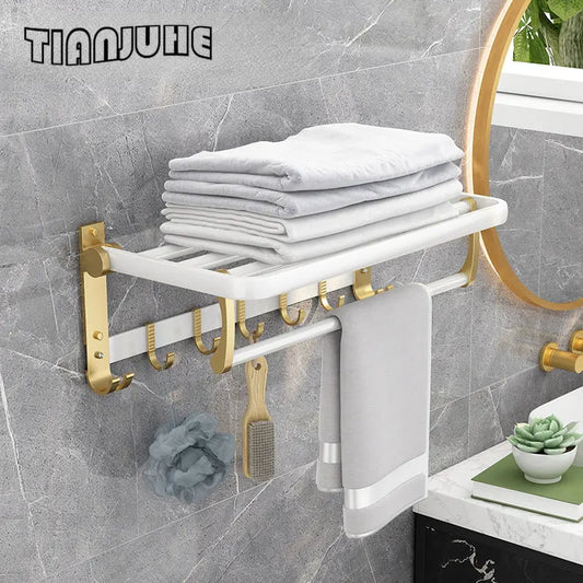 Bathroom Hardware Set white Gold  Towel Bar Set Hand Towel Ring Wall Mounted Paper Holder Robe Towel Hook
