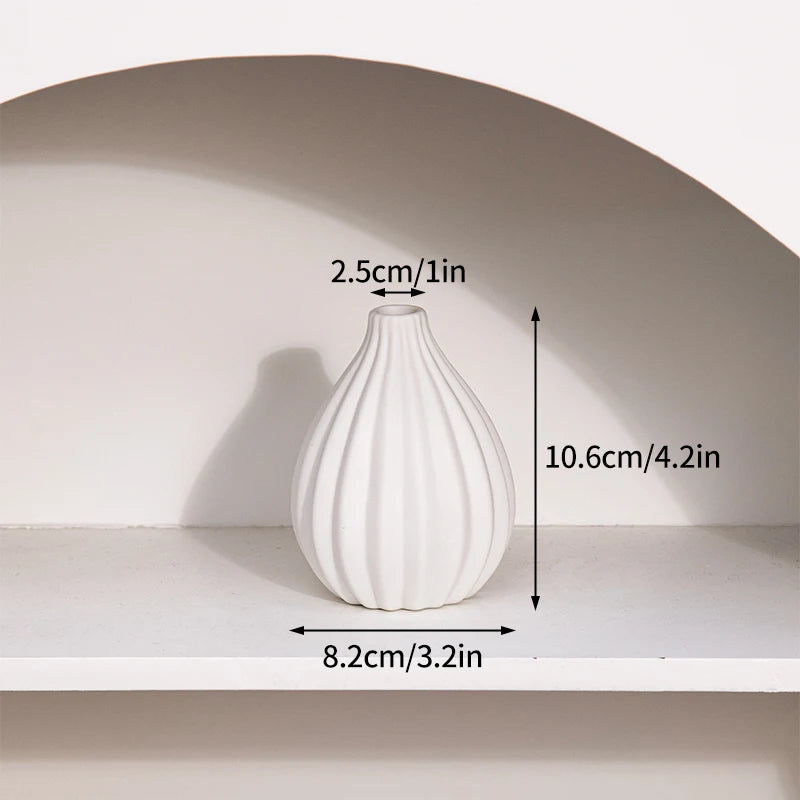 White Ceramic Vases Decorative Pottery Vase Dried Arrangement Flower Bottle Vases Decoration Home Room Decor Modern Decor Vases