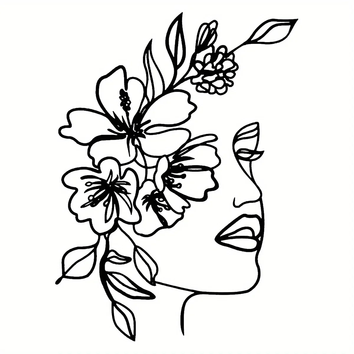 CIFBUY Metal Line Art Wall Decoration Metal Wall Art Abstract Woman Face Wall Art Line Décor Metal Flower Hanging Wall Art Décor
