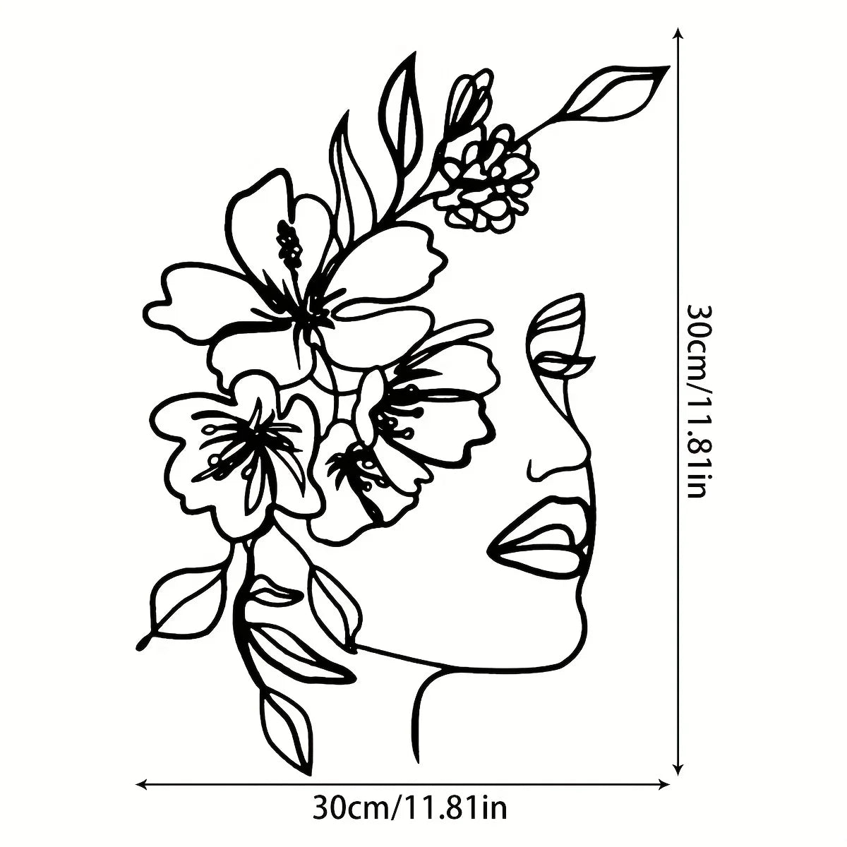CIFBUY Metal Line Art Wall Decoration Metal Wall Art Abstract Woman Face Wall Art Line Décor Metal Flower Hanging Wall Art Décor