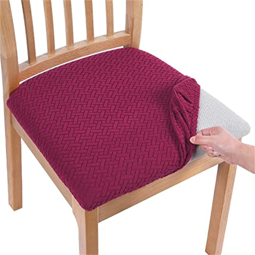 Olanly Dining Chair Covers Seat Durable Stretch Jacquard Dining Chair Slipcovers Seat Protector Buckle For Dining Chair Cushion