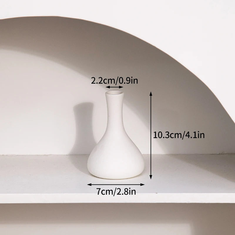 White Ceramic Vases Decorative Pottery Vase Dried Arrangement Flower Bottle Vases Decoration Home Room Decor Modern Decor Vases