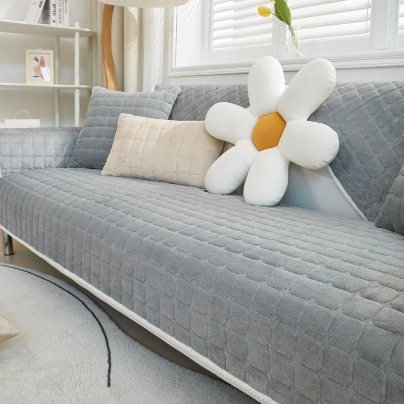 Striped Thick Warm Fury Sofa Cover Anti Slip Sofa Mat Sofa Cover Living Room Towels Sofa Blanket