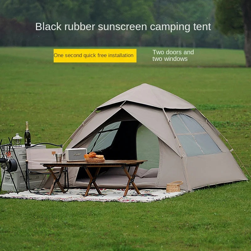 Outdoor Two-Door Folding Portable Automatic Tent, Rainproof Field Camping Equipment, Quick Opening Camping Tents
