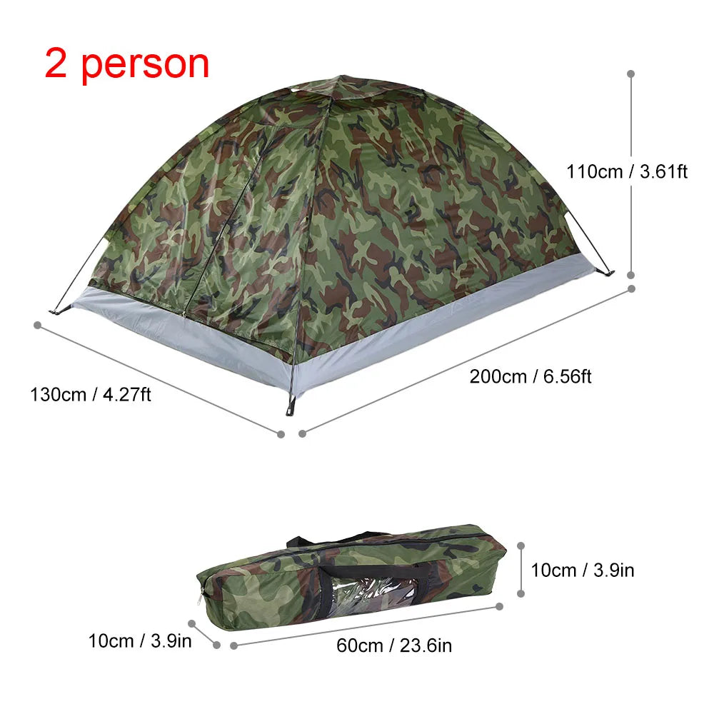 Fishing Hiking Camping Tent Single Layer Portable 1/2 Person Outdoor Camping Tents Summer Beach Tent Camouflage