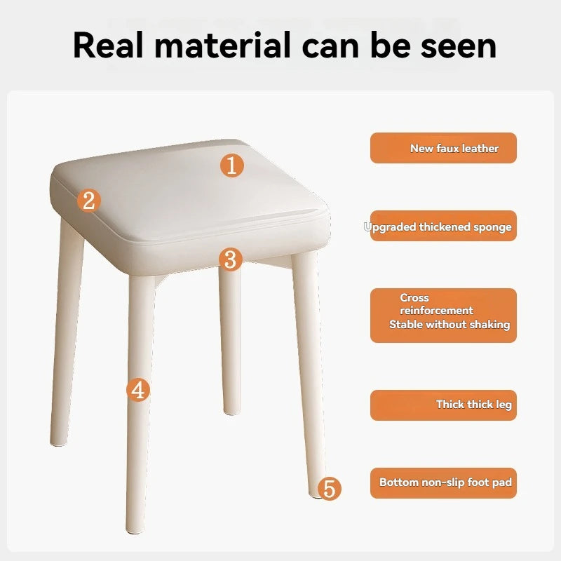 Stool for home use, simple and stackable small stool, dressing stool, living room cream wind dining stool