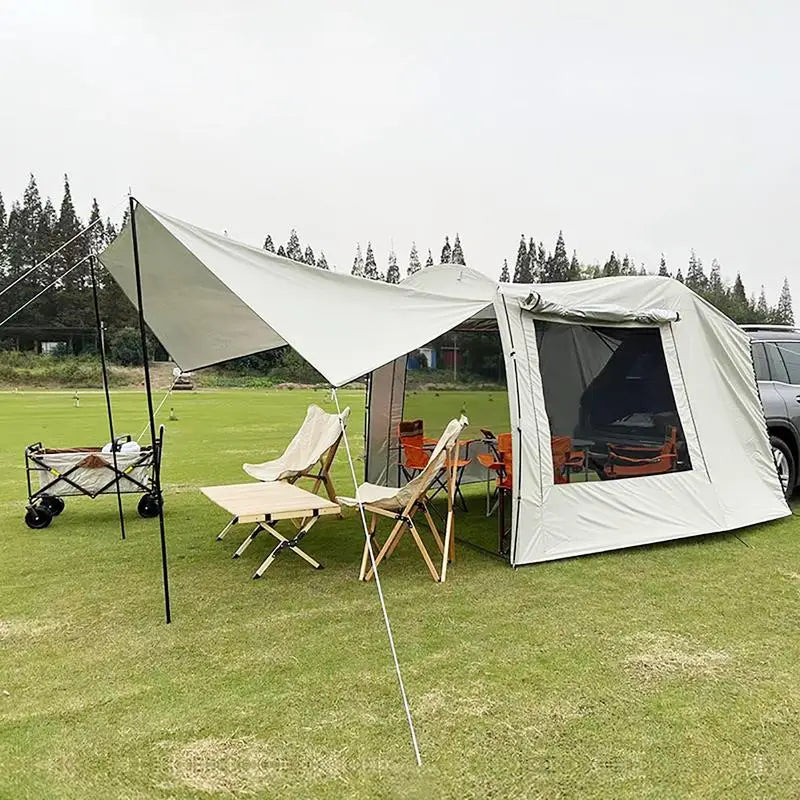 SUV MPV Car Truck Tent For Camping Car Rear Tent Waterproof 5-6 Person Auto Tail Tent Awning Beach Sunshade For Self-driving