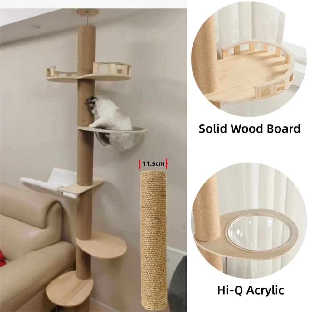 Adjustable Cat Climbing Frame from Floor to Ceiling Height For Multi-Level Cat Tree House Springboard Rest Activity Pet Supplies