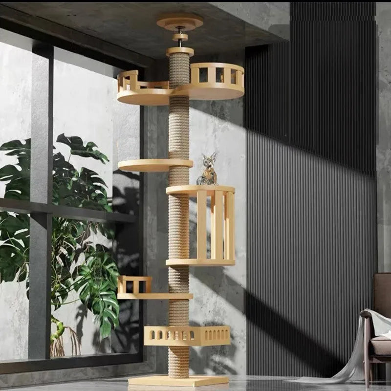 Adjustable Cat Climbing Frame from Floor to Ceiling Height For Multi-Level Cat Tree House Springboard Rest Activity Pet Supplies
