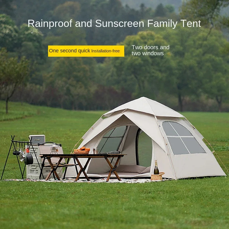 Outdoor Two-Door Folding Portable Automatic Tent, Rainproof Field Camping Equipment, Quick Opening Camping Tents