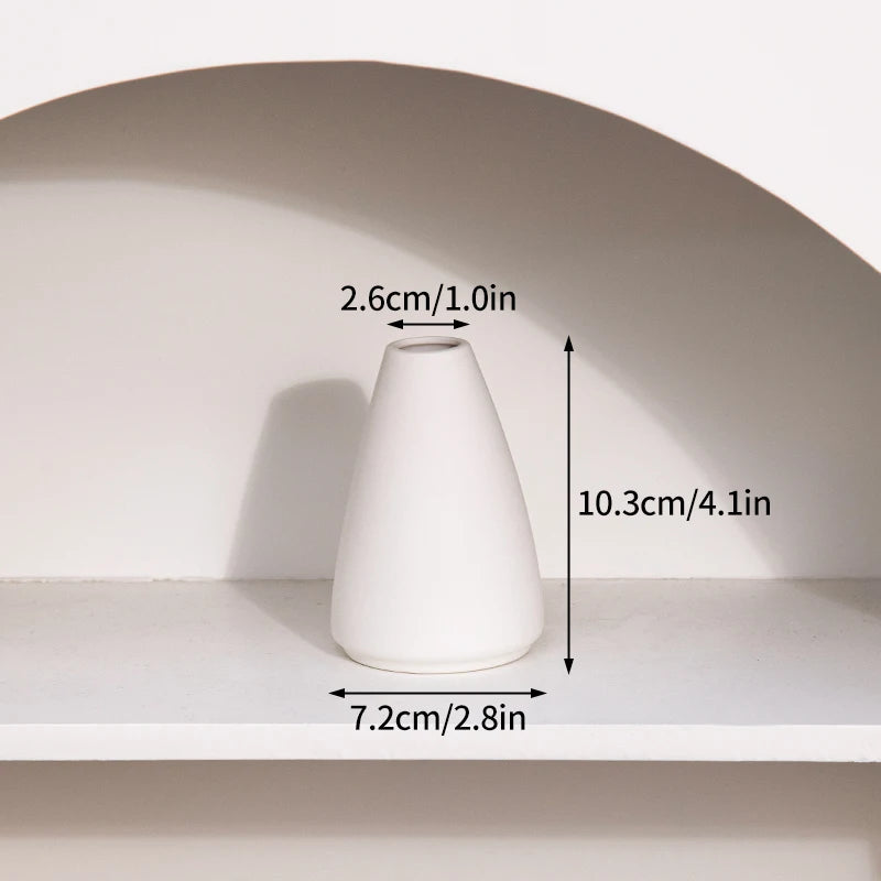 White Ceramic Vases Decorative Pottery Vase Dried Arrangement Flower Bottle Vases Decoration Home Room Decor Modern Decor Vases