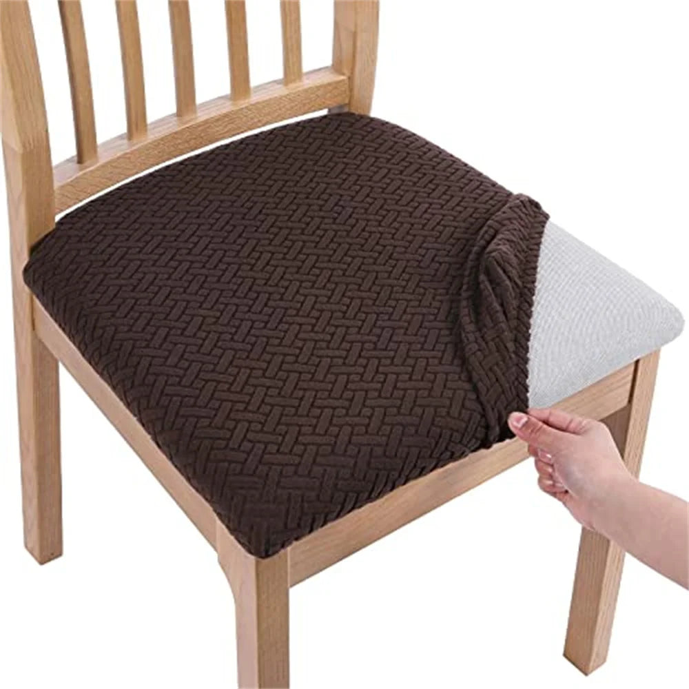 Olanly Dining Chair Covers Seat Durable Stretch Jacquard Dining Chair Slipcovers Seat Protector Buckle For Dining Chair Cushion