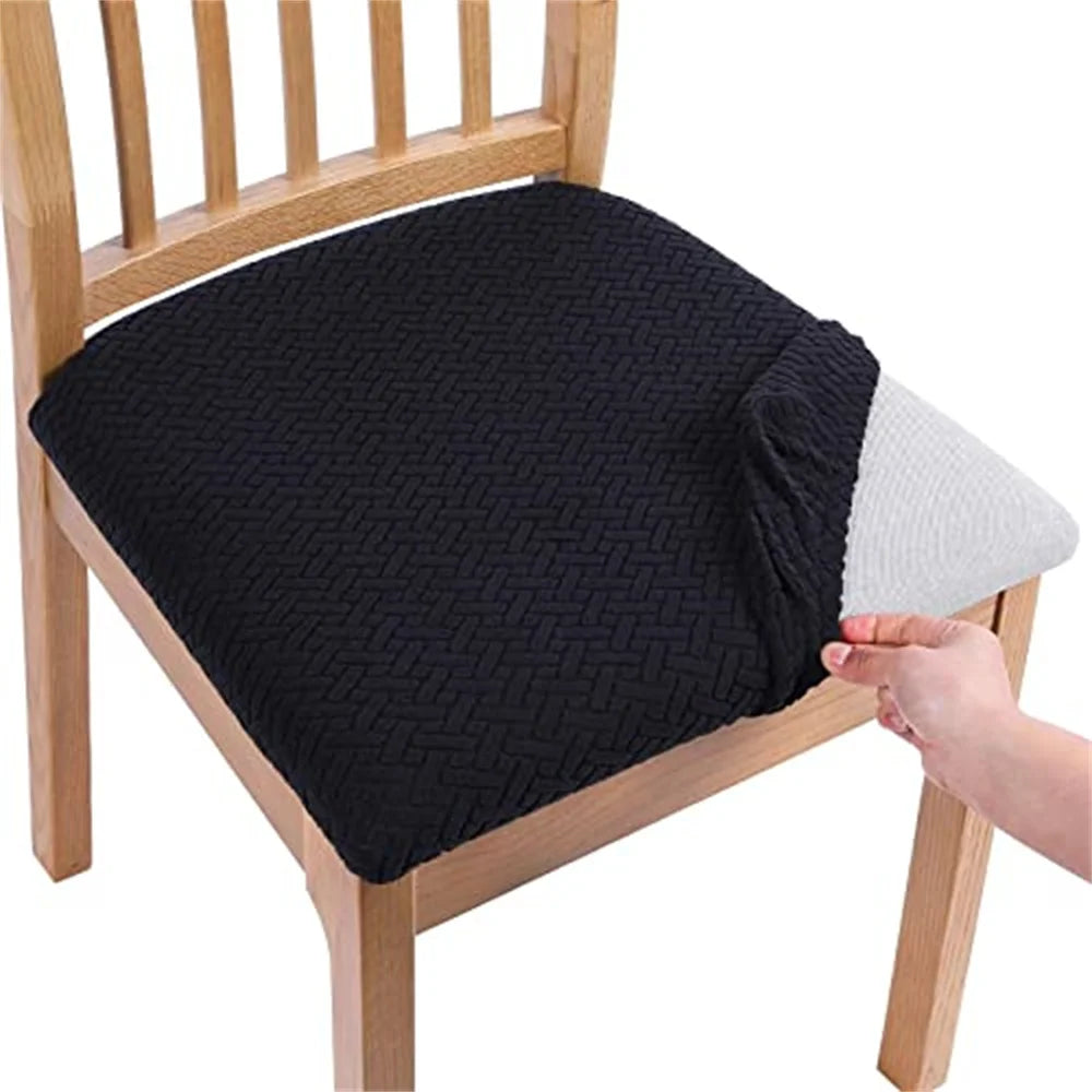 Olanly Dining Chair Covers Seat Durable Stretch Jacquard Dining Chair Slipcovers Seat Protector Buckle For Dining Chair Cushion