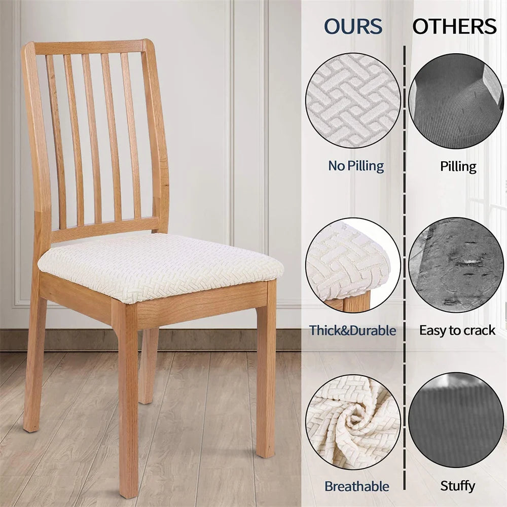 Olanly Dining Chair Covers Seat Durable Stretch Jacquard Dining Chair Slipcovers Seat Protector Buckle For Dining Chair Cushion
