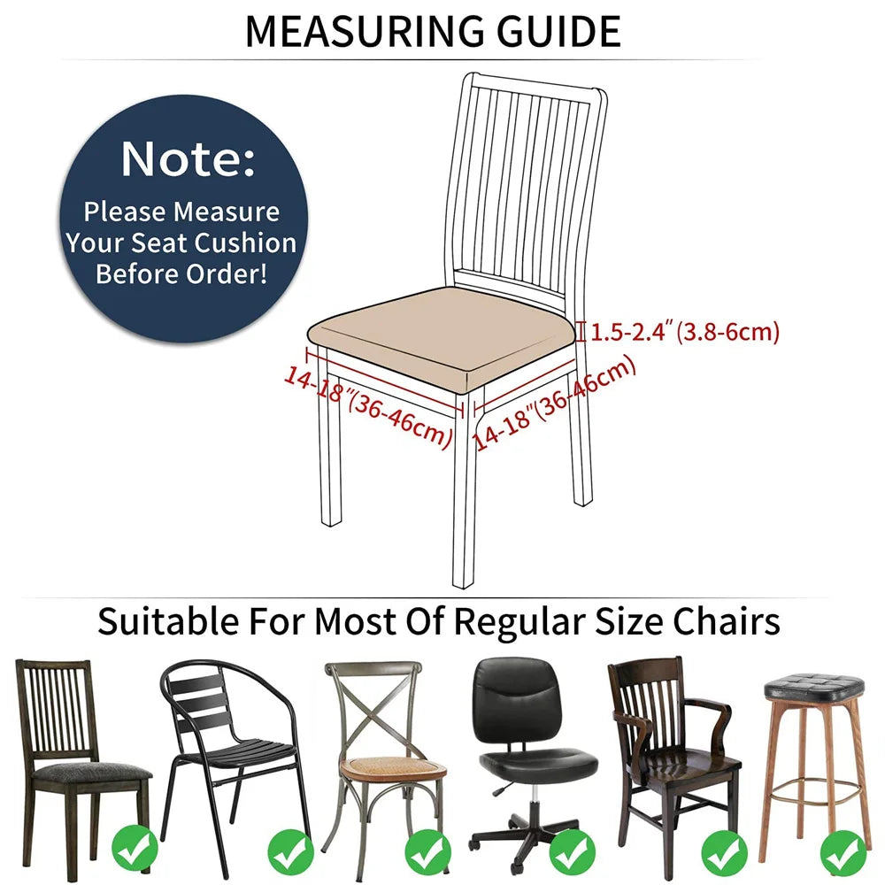 Olanly Dining Chair Covers Seat Durable Stretch Jacquard Dining Chair Slipcovers Seat Protector Buckle For Dining Chair Cushion