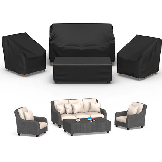 420D Outdoor Furniture Cover Waterproof, 4-Piece Patio Furniture Covers for 4 PCS Patio Outdoor Conversation Set, Included: Ourd
