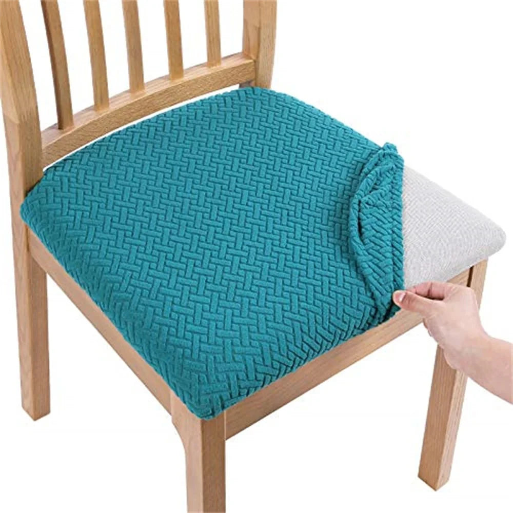 Olanly Dining Chair Covers Seat Durable Stretch Jacquard Dining Chair Slipcovers Seat Protector Buckle For Dining Chair Cushion