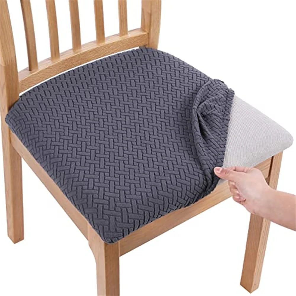 Olanly Dining Chair Covers Seat Durable Stretch Jacquard Dining Chair Slipcovers Seat Protector Buckle For Dining Chair Cushion